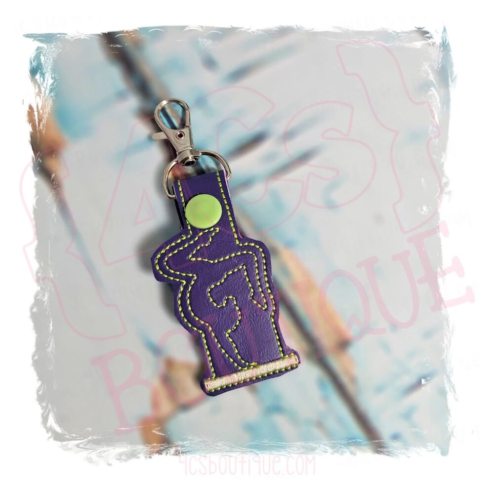 Gymnast Keychain Purple Faux Leather Zipper Pull Backpack Charm Handmade New
